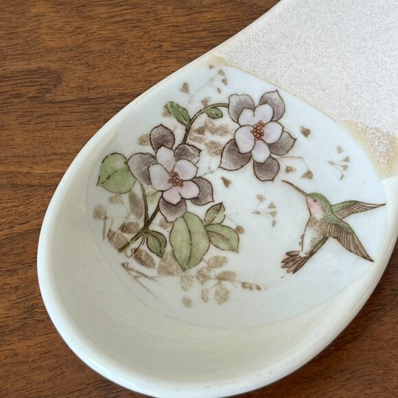 Vintage Otagiri Hummingbird Spoon Rest Hanging Stoneware Kitchen Decor Japan - Picture 3 of 9